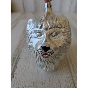 Czech‎ lion silver glass ornament head beard Xmas tree